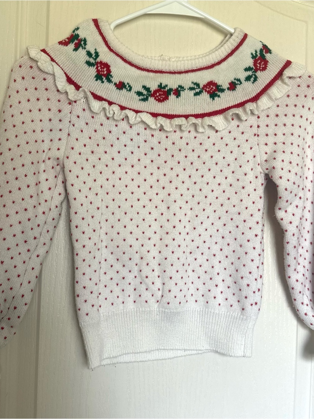 Janie and Jack Strawberry Ruffle Sweater Size 5